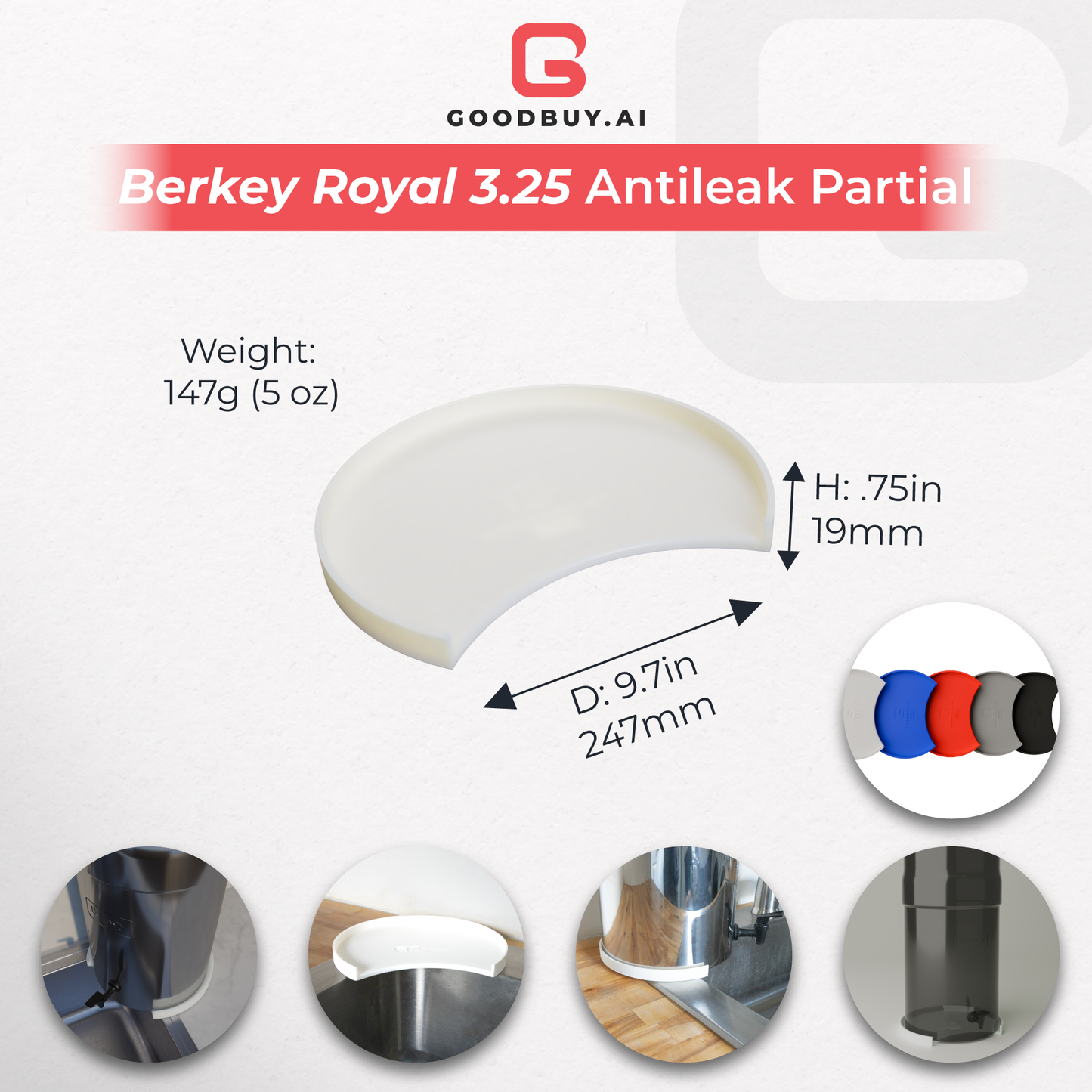 Berkey AntiLeak Base for 3.25 Gallon (White)