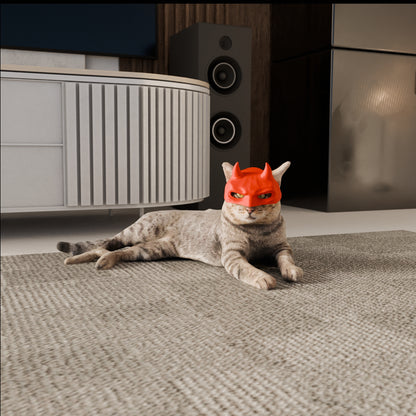 Original Devil Cat Mask - Medium Devil Mask for Cats, Funny Halloween Costume Accessories, Red Cat Mask with Horns, Perfect for TikTok, Instagram & Viral Videos - Ships from Texas