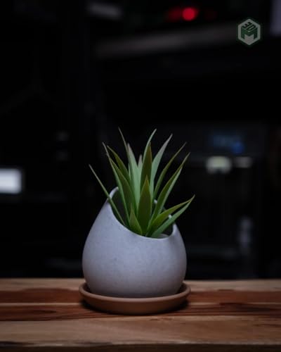 Rain Drop Planter with Drip Tray – Modern Succulent and Small Plant Pot with Water Drainage | 3D Printed
