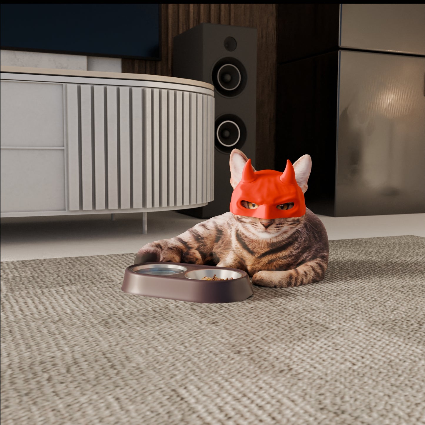 Original Devil Cat Mask - Medium Devil Mask for Cats, Funny Halloween Costume Accessories, Red Cat Mask with Horns, Perfect for TikTok, Instagram & Viral Videos - Ships from Texas