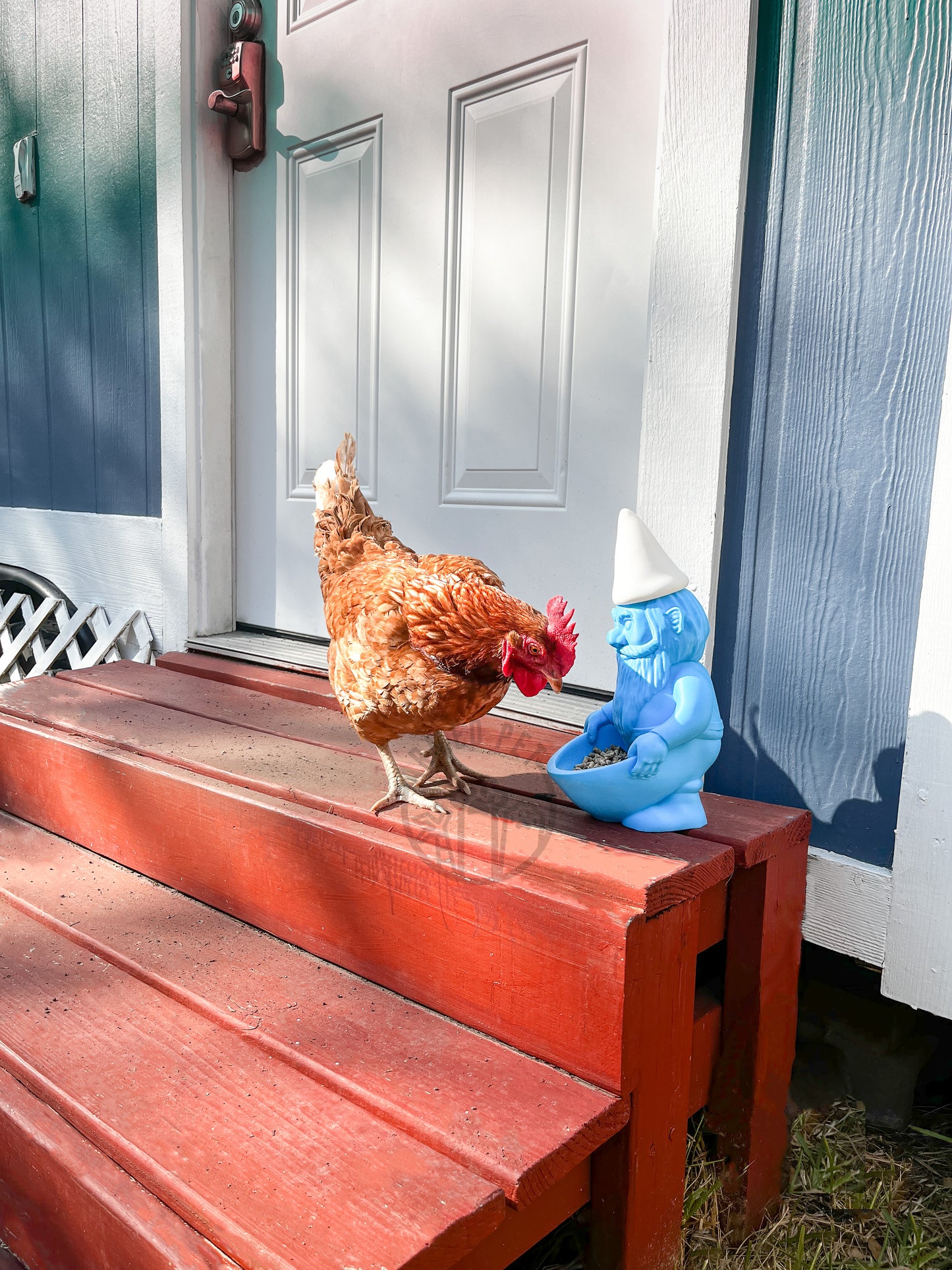 Gnome Chompski Feeder - 3D Printed Garden Bird & Chicken Feed Bowl