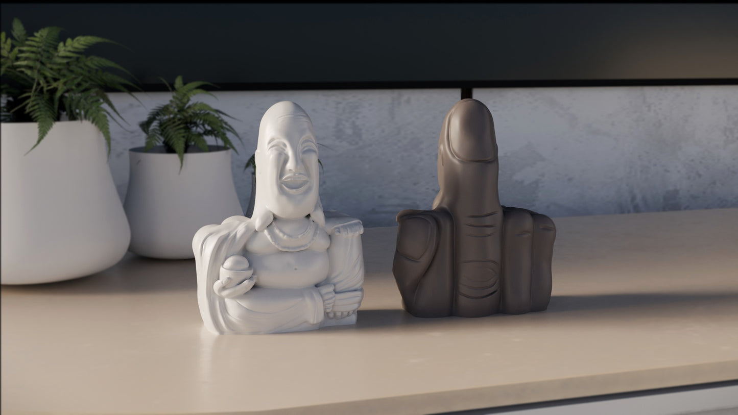 5" Flippin Buddha - 3D Printed Desk Pal, Dual-Sided Zen & Sass, American Made Home Decor and Novelty Gift