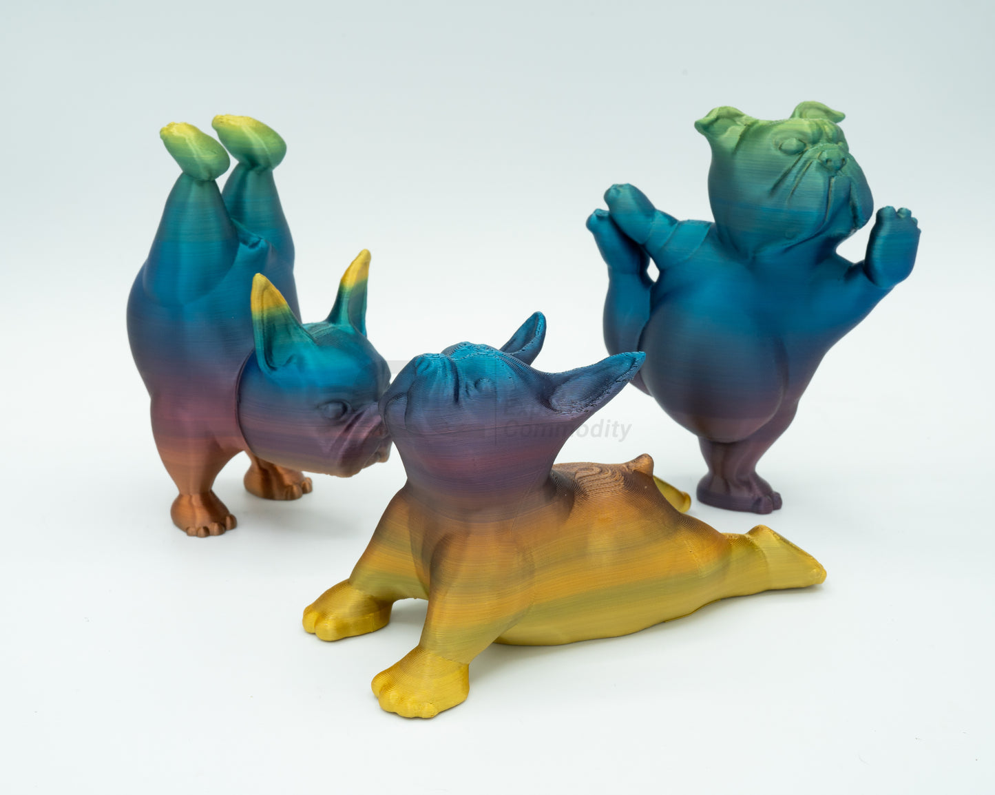 Yoga Pups in Poses: 3D Printed English Bulldogs Embracing Peace (Hand Stand)