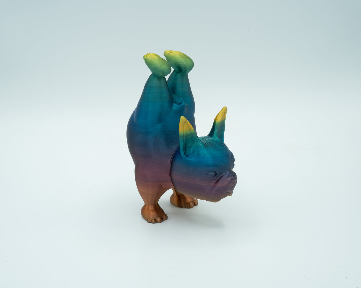 Yoga Pups in Poses: 3D Printed English Bulldogs Embracing Peace (Hand Stand)