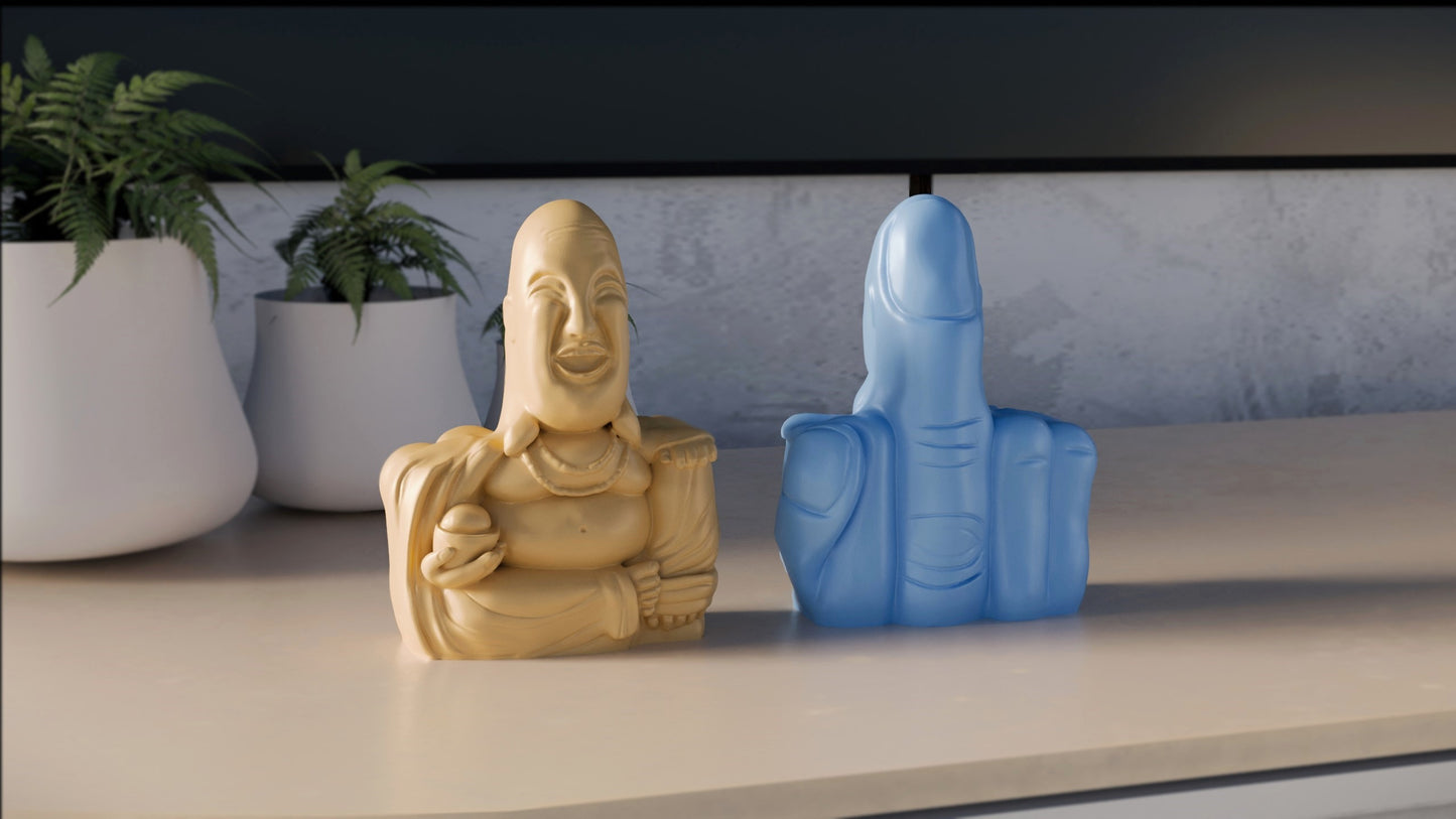 5" Flippin Buddha - 3D Printed Desk Pal, Dual-Sided Zen & Sass, American Made Home Decor and Novelty Gift