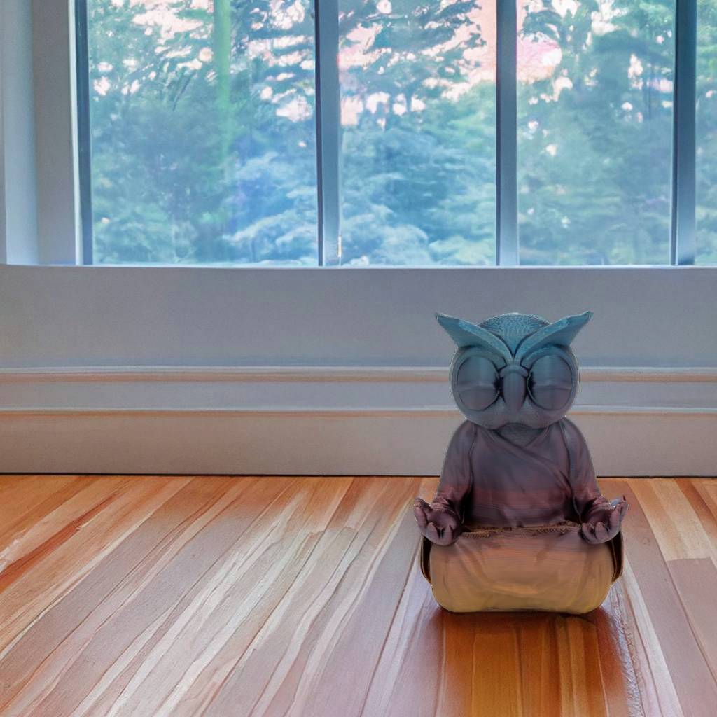 Whimsical Wisdom: 3D Printed Zen Owl - Your Meditative Companion