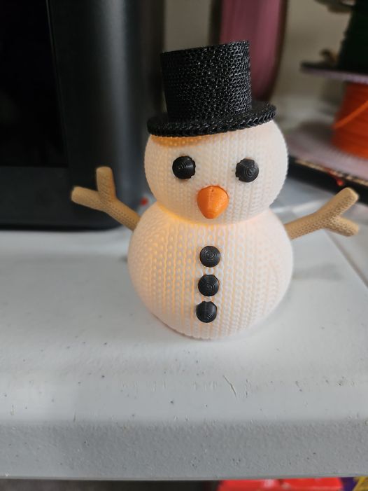 3D Printed Knitted Snowman Candle Figurine - Festive Christmas Ornament