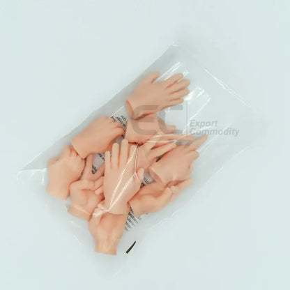 10-Pack Tiny Finger Hands Little Rubber Finger Hand Flat Hand Style Mini Realistic Hand for Puppet Show, Party Favors, Games,Gag Performance