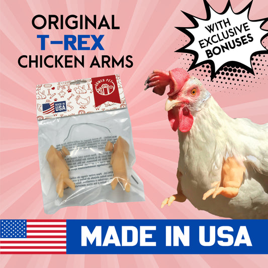 ArmedPet Trex Beige/Pink Chicken Arms Made in Texas USA Meme T-rex Tyrannosaurus Rex Dinosaur Chicken Arms Novelty Gag Gift