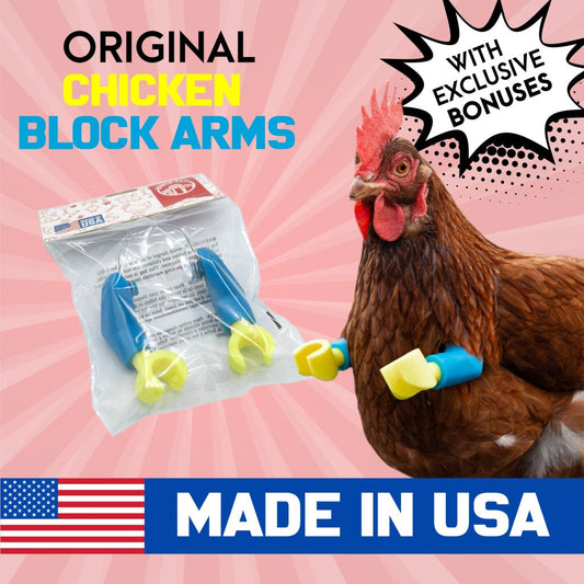 ArmedPet Blue Block Chicken Arms Made in Texas Meme Original Chicken Gift Chicken Arms for Chicken to wear Arms for Birds Novelty Gift