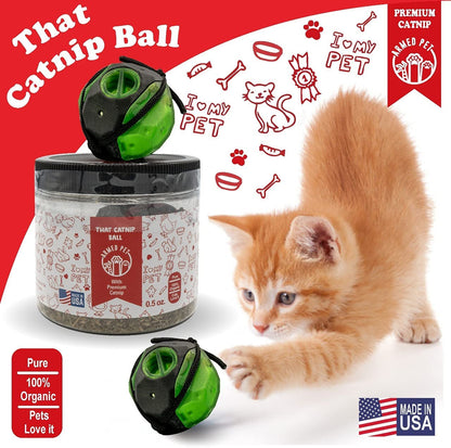 ArmedPet That Catnip Ball (Green) Toy for Cats – Easy Refill, Premium Catnip, 3D Printed, Made in Texas, USA