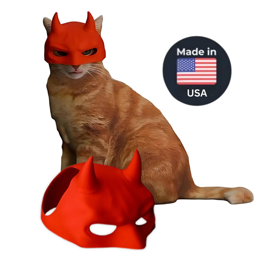 Original Devil Cat Mask - Medium Devil Mask for Cats, Funny Halloween Costume Accessories, Red Cat Mask with Horns, Perfect for TikTok, Instagram & Viral Videos - Ships from Texas