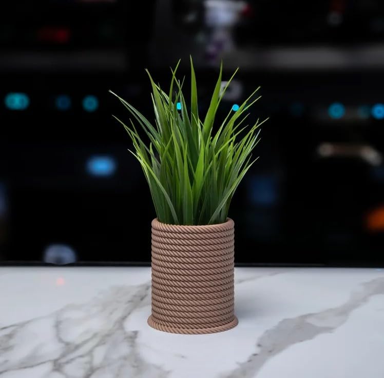 Rope Series Planter with Drip Tray – Small Succulent & Cactus Pot with Nautical-Inspired Design | 3D Printed