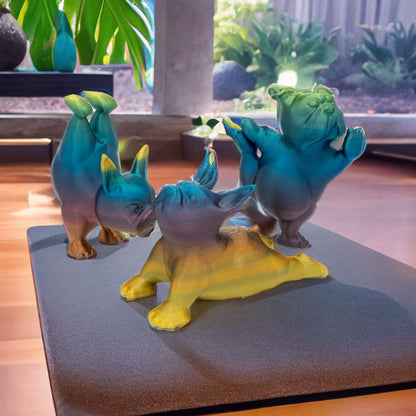 Yoga Pups in Poses: 3D Printed English Bulldogs Embracing Peace (Hand Stand)