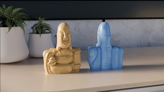 5" Flippin Buddha - 3D Printed Desk Pal, Dual-Sided Zen & Sass, American Made Home Decor and Novelty Gift