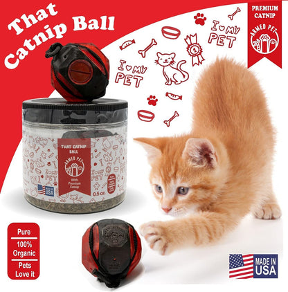 ArmedPet That Catnip Ball (Red) Toy for Cats – Easy Refill, Premium Catnip, 3D Printed, Made in Texas, USA