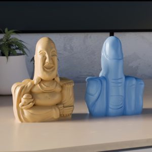 Flippin Buddha - 3D Printed Desk Pal, Dual-Sided Zen & Sass, American Made Home Decor and Novelty Gift